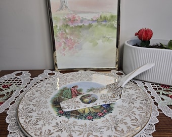 Set di piatto da torta e vassoio da portata vintage Aynsley England / Piatto da portata romantico vittoriano per coppia / Vassoio da dessert in porcellana con decorazioni floreali dorate / Cottageco