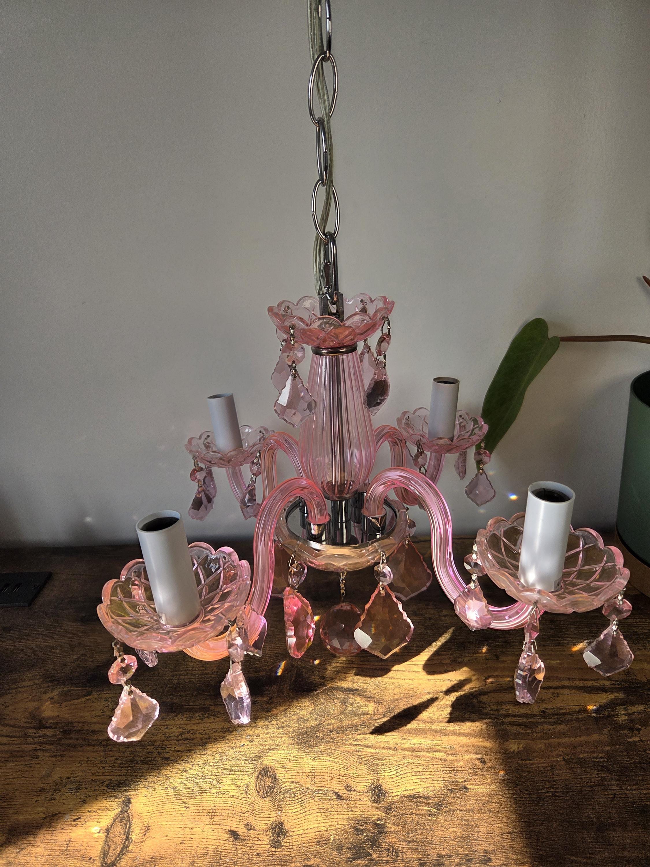 Pink vintage ceiling light fixture - Etsy 日本