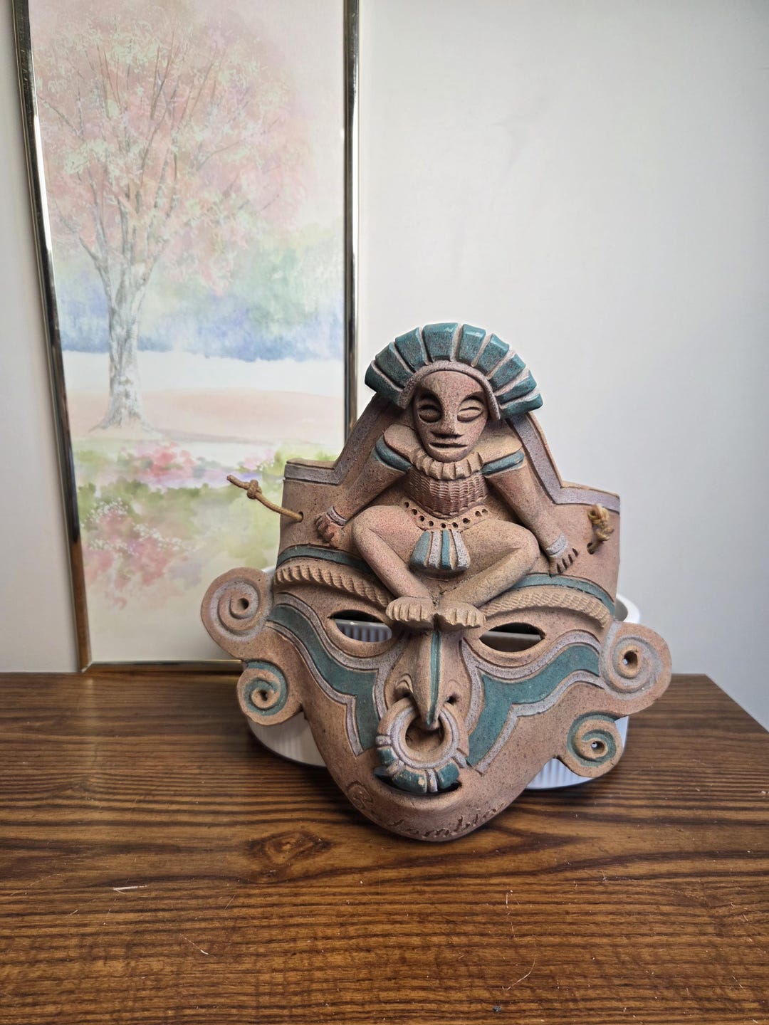 Vintage Colombian Ceramic Mask With Figure – Handmade Tribal Wall Art ...