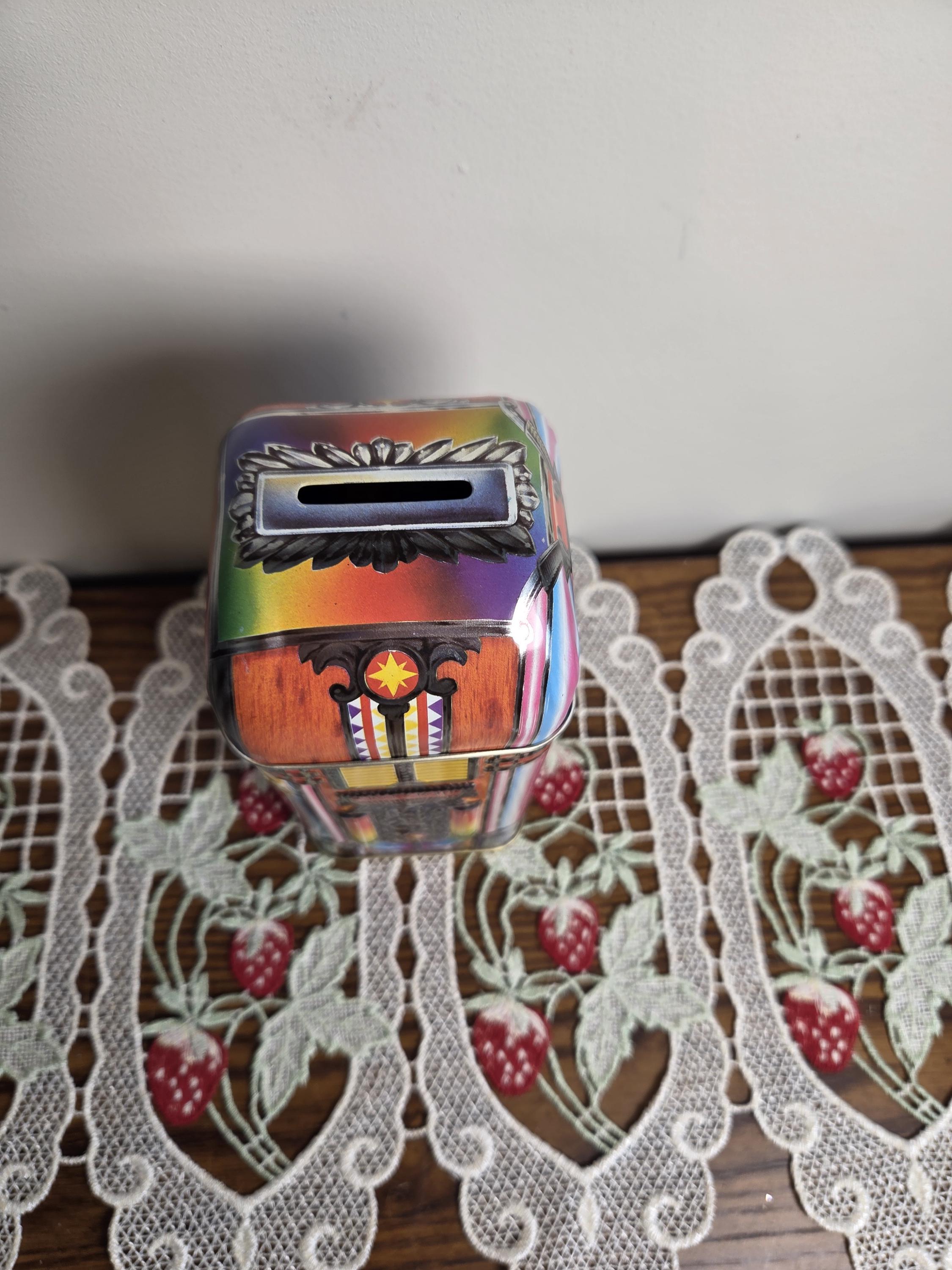 Vintage Jukebox Tin Money Box Churchill's, Rock and Roll Retro