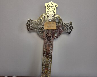 Vintage Ornate Gold Color Crucifix Wall Cross – Jesus Christ INRI