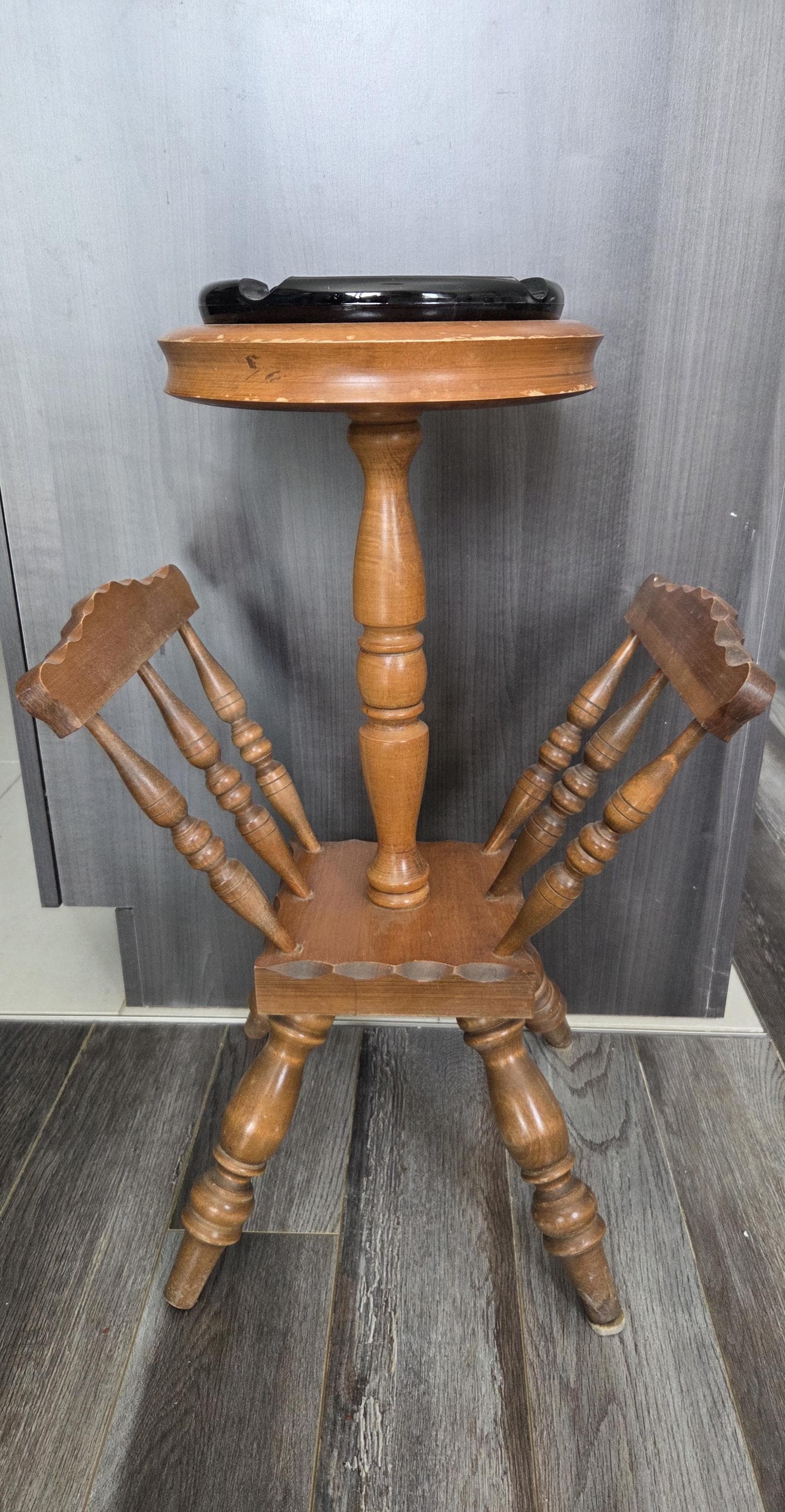 Vintage Wooden Smoking Stand, Mid Century Ashtray Stand, Tobacco