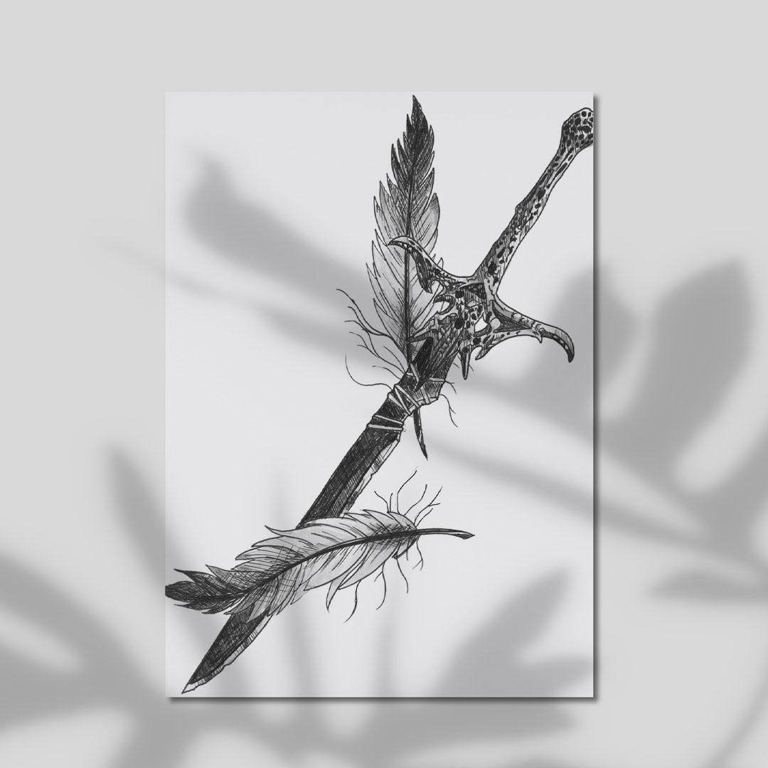 Sword And Feathers A4 Print Etsy 