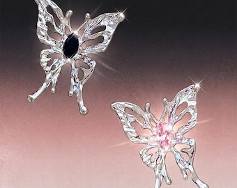 Imán de nevera con mariposa Y2K / Cristal cromado plateado / Imán bonito / Estética de joyería Y2K / Regalo de mariposa