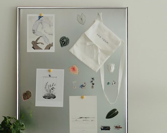 Magnet Board | Magnetic Dry Erase Vision Board | Metal Photo Display | Desk Organizer | Gift for Her