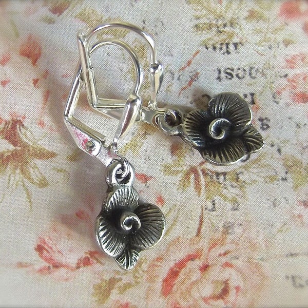 Silver Rose,Petite Rose Dangle,Rose Dangle,BSue by 1928,Rose Earrings,Silver 1928,Pewter Rose,SP Rose Leverbacks,MockiDesigns,Gift Wrapped
