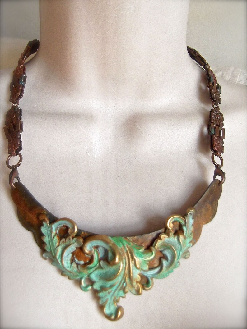 Rusty Iron Necklace Verdigris Patina Rust and Verdigris Etsy