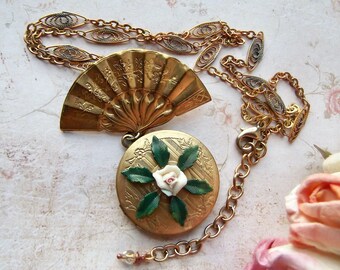 Vintage Cadoro Rhinestone Brooch: Flower Locket Pin - Etsy