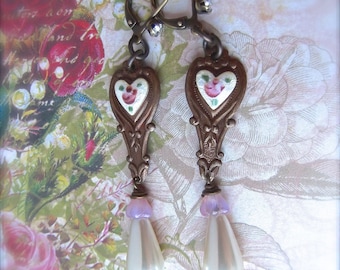 Chocolate Brass, Spoon Handle Drop, Guilloche Heart, Dresden Rose, Pearl Drop, Dresden Heart, Chocolate Heart, MockiDesigns, Gift Wrapped