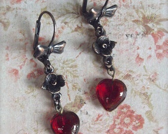 Blood Red Heart, Heart and Rusty Iron,Bow Lever backs, BSue by 1928, Black and Copper, Black Rose, Black and Red, MockiDesigns,Gift Wrapped