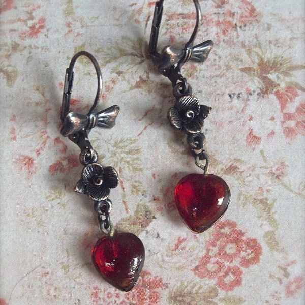 Blood Red Heart, Heart and Rusty Iron,Bow Lever backs, BSue by 1928, Black and Copper, Black Rose, Black and Red, MockiDesigns,Gift Wrapped