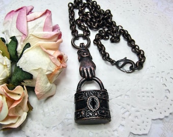 Black Lock, Large Lock, Rusty Black Lock, Lock & Victorian Hand, BSue by 1928, Mocki Designs, Gift Wrapped