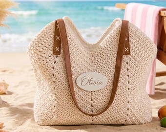 Woven Straw Tote Bag Large, Boho Beach Bag Women, Raffia Shoulder Tote, Summer Vacation Bag, Bridesmaid Gift, Travel Weekend Carryall