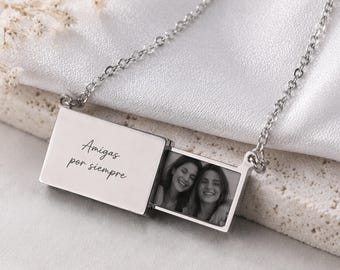 Personalized Memorial Photo Locket Necklace Gold, Custom Picture Necklace, Sympathy Gift, Remembrance Jewelry for Loss, Keepsake Gift