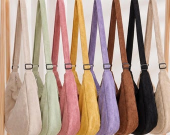 Corduroy Crossbody Bag Adjustable Strap Retro Tote Bag Lightweight Everyday Shoulder Bag Large Capacity Travel Bag Gift for Her