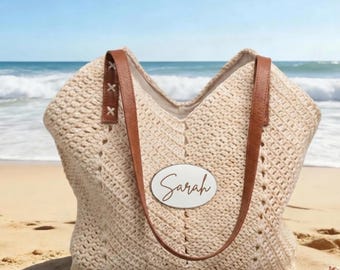Personalized Straw Beach Tote Bag, Custom Name Summer Travel Bag, Bridesmaid Gift Tote, Bachelorette Party Bag, Girls Trip Pool Bag