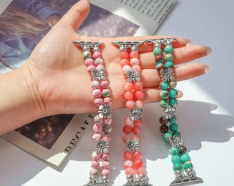 Dainty Silver Bead Apple Watch Band • Minimalist Bracelet for iWatch Series 10 9 8 7 SE Ultra • Boho Chic Jewelry Strap • Gift for Her