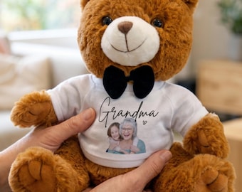 Personalized Teddy Bear Pregnancy Reveal for Grandma, We Can Bearly Wait Gift, Custom Baby Announcement Plush, Grandma Keepsake Toy