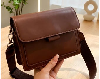 Minimalist Faux Leather Handbag for Women, Small Shoulder Crossbody Bag, Elegant Everyday Purse, Trendy Gift for Her