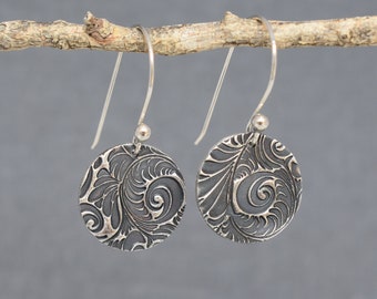 Silver Plume Disk Earrings