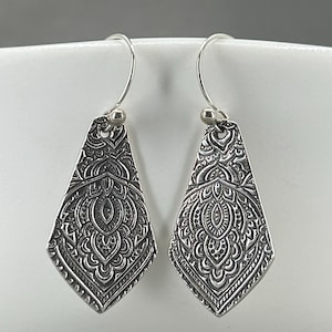 Sterling Silver Earrings, Textured and Patinated