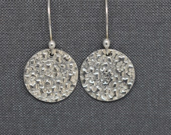 Silver Floral Disk Earrings