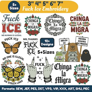Fuck ICE-borduurontwerpbundel Anti-Trump Fuck Ice afschaffing ICE Design Anti-Ice Meltin-borduurwerk 5+ maten Alle formaten Direct downloaden