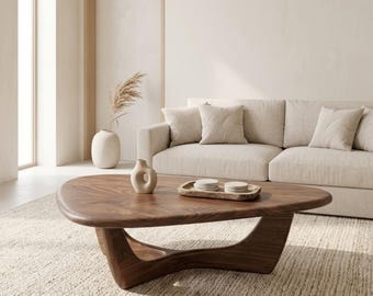 Modern Wooden Coffee Table - Handmade Minimal Living Room Center Table - Rustic Solid Wood Coffee Table - Handmade Natural Living Room Table