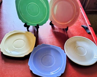 Vintage Homer Laughlin-borden Fiesta- en carnavalspatronen