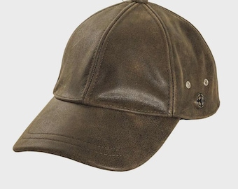 Gorra de cuero genuino marrón / Gorra de béisbol estilo vintage / Gorra unisex informal de estilo urbano
