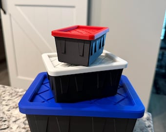 3D Printed Mini Storage Tote with Lid – Stackable Organizer Box – Desktop Storage