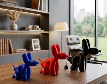 Balloon Dog Sculpture | Pop Art | Funny Modern Dog Statue | Quirky Shelf & Office Decor