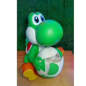 Yoshi Popcornhink – 3D-utskriven Mario-figur, mellanmålsbehållare, anime-dekor, spelrumsdekor, unik present
