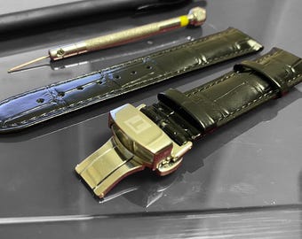 18/19/20mm Tissot black Leather Watch Strap With Stainless Steel  Clasp royal fast shipping