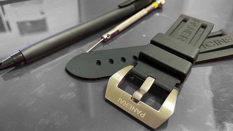 22mm 24mm Panerai black Rubber Men’s Wrist Watch Strap With Stainless Steel Buckle royal fast shipping image 4