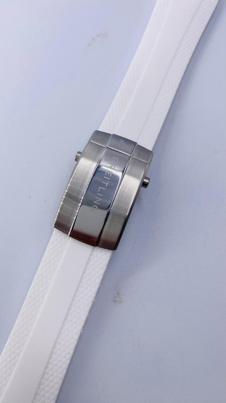 24 mm Brietling vitt gummisilikon klockarmband Fkm Navitimer Avenger Superocean klocka bild 5