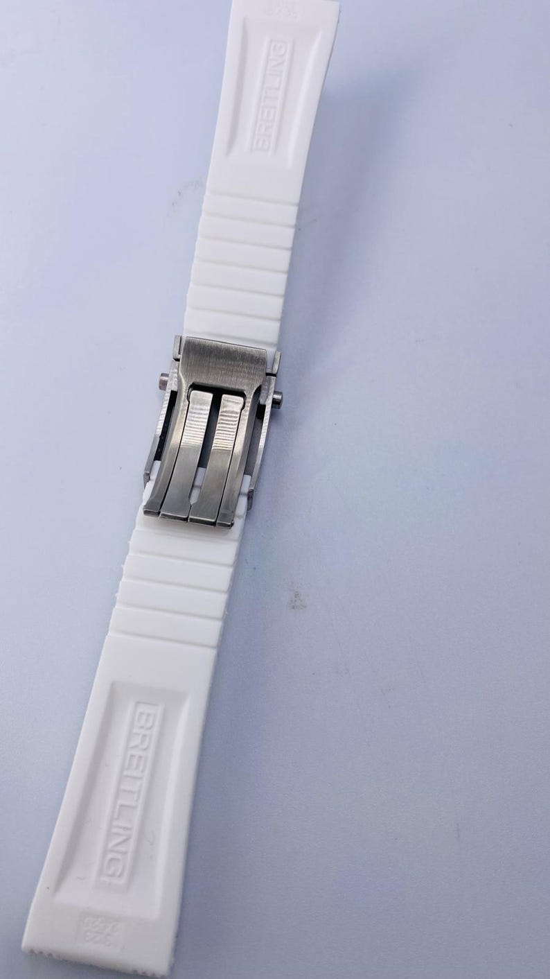 24 mm Brietling vitt gummisilikon klockarmband Fkm Navitimer Avenger Superocean klocka bild 2