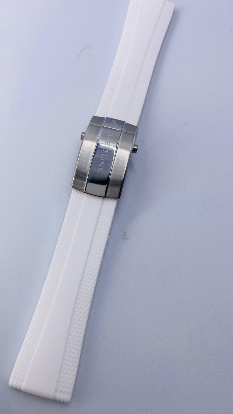 24 mm Brietling vitt gummisilikon klockarmband Fkm Navitimer Avenger Superocean klocka bild 1