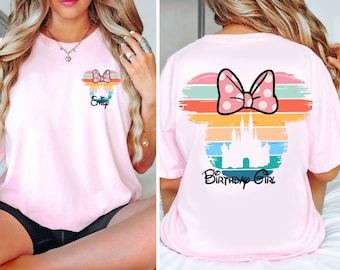 Custom Retro Castle Birthday Shirt, Personalized Family Vacation Tee, Magical Ears Matching Trip Outfits, Custom Name Girl Boy Birthday Gift
