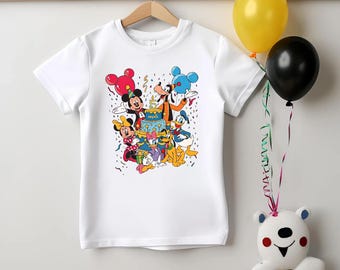 Custom Mickey and Friends Birthday Shirt, Mickey Mouse Birthday Tee, Kids Birthday Outfits, 5th Birthday Party Tees, Custom Birthday Tee