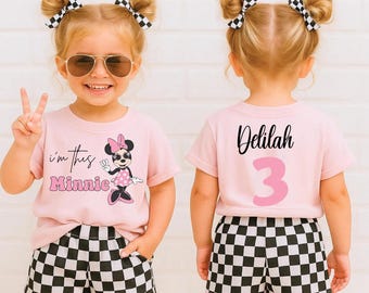 Custom Birthday Shirt, Personalized Minnie Birthday Tee, Toddler Birthday Outfit, Custom Name Age Shirt, Birthday Shirt, Family Matching Tee
