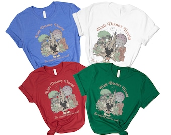 Camiseta vintage de Walt Disney World, linda camiseta del castillo de Mickey Mouse, camiseta retro para vacaciones familiares en Disneyland, idea de regalo para un viaje en grupo a Magic Kingdom