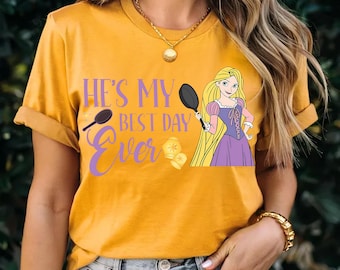 Tangled Disney Couple Shirt, Rapunzel He's My Best Day Ever, Flynn Rider She's My Lost Princess, Matching Disney World Vacation Tee, Gift