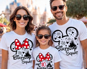 Disney Birthday Squad 2026 Shirts, Minnie Mouse Family Trip Tee, Birthday Girl Boy Squad Tshirt, Custom Age Disney Birthday, Disneyland Gift