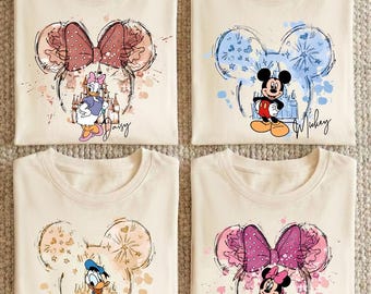 Mickey and Friends Shirt, Disney Family Vacation Tee, Watercolor Disney Castle Trip T-shirt, Minnie Daisy Donald Shirt, Magic Kingdom Top