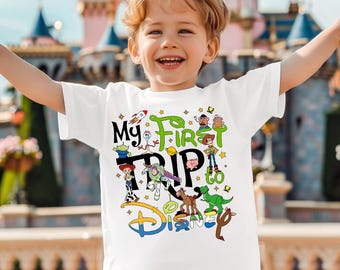 My First Trip to Disney Shirt, Toy Story Family Vacation Tee, Custom Disney World Kids Tshirt, Buzz Woody Jessie Rex Forky Toddler Shirt