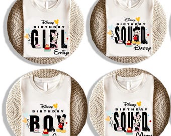 Disney Birthday Squad Shirt, Custom Disney Family Party T-Shirt, Mickey Boy Birthday Tee,  Minnie Birthday Girl Tees,