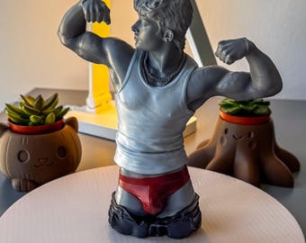 Sculpture de torse masculin imprimée en 3D, décoration artistique minimaliste, accent masculin moderne
