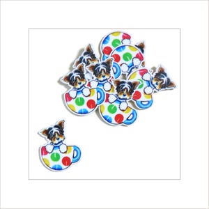 Yorkie Flatback Resin, Yorkshire Terrier Dog in Mug, Puppy Cabochon, Dog Lover Craft Supply, Badge Reel Topper, DIY Keychain Charm