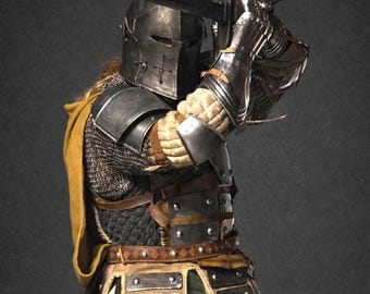 Medieval Barbuta Knight Armor Set – Steel Helmet & Chainmail Armor for LARP, Reenactment, Cosplay Costume